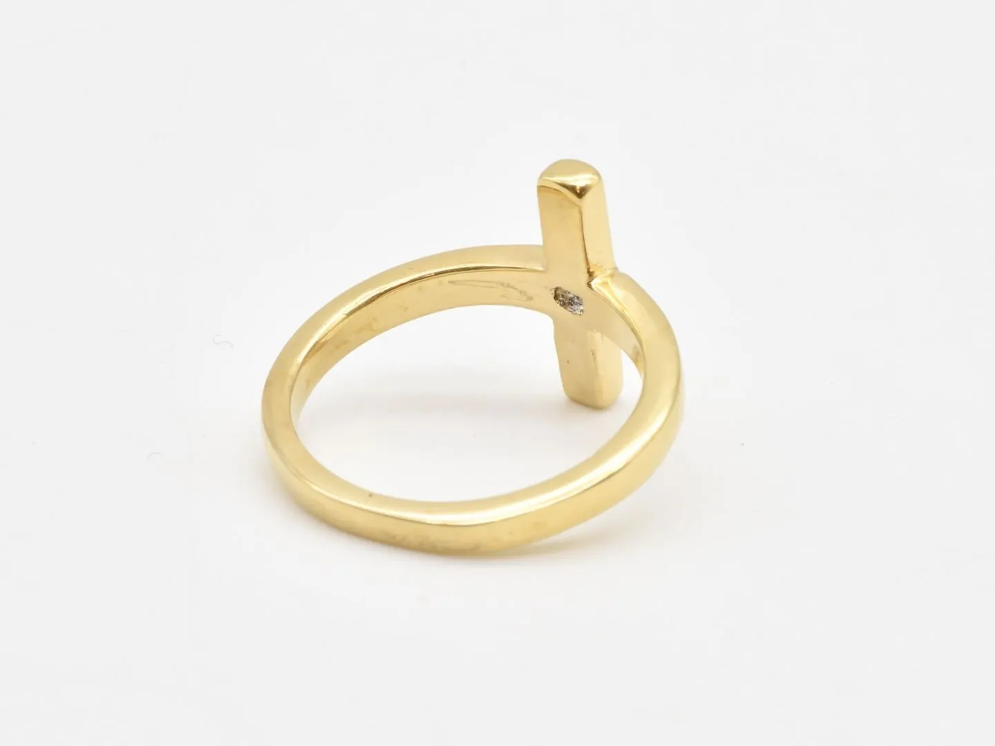 Minimalist Cross Ring - Gold Line Band, Dainty Cross Ring