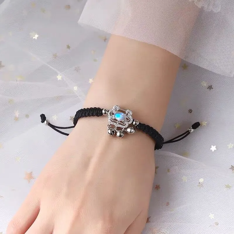Moonstone Longevity Lock Sterling Silver Couple Bracelet
