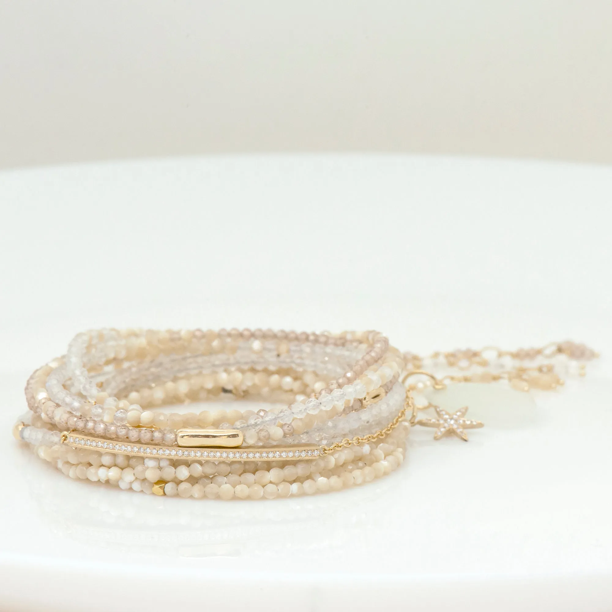 Mother of Pearl Wrap Bracelet - Necklace