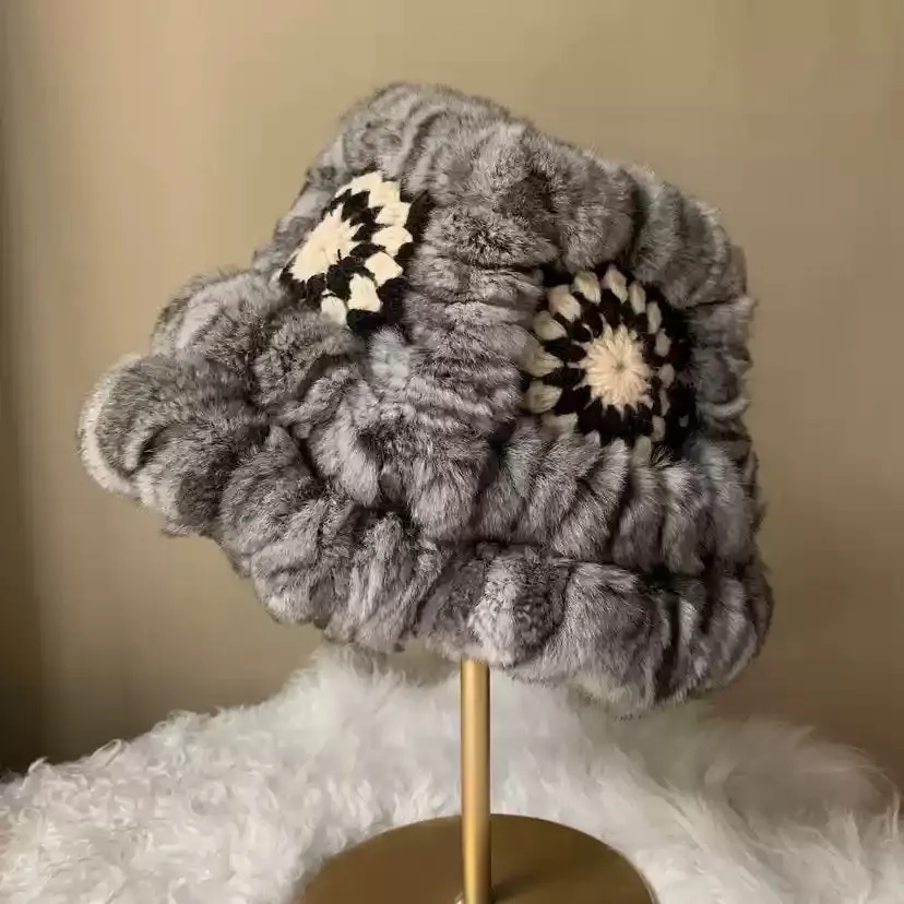 My Neighbor Totoro Hat Knitted Hat Niche Woven Genuine Leather Handmade Net Red Hat Chinchilla Leather Tiger Head Hat Autumn and Winter Female Fisherman