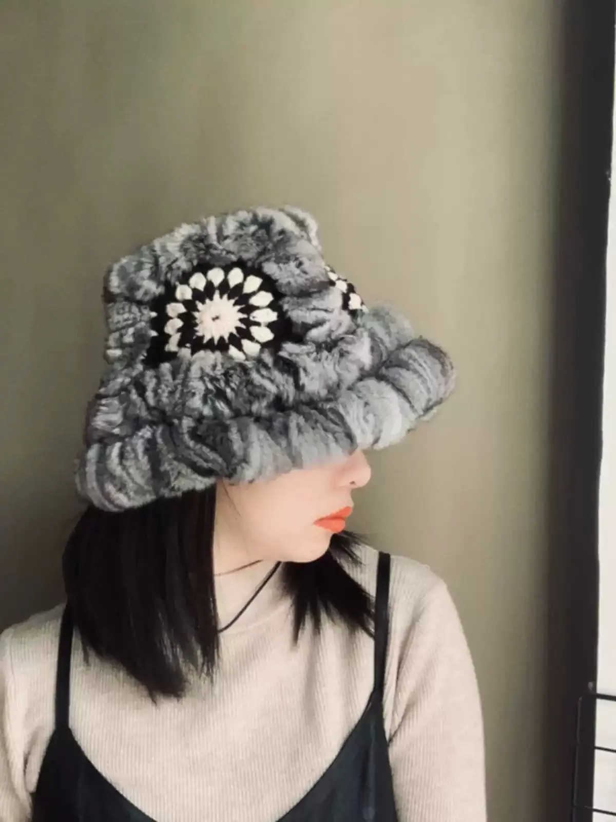 My Neighbor Totoro Hat Knitted Hat Niche Woven Genuine Leather Handmade Net Red Hat Chinchilla Leather Tiger Head Hat Autumn and Winter Female Fisherman