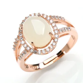 Natural Jade Ring Nephrite Silver Adjustable Ring WR15