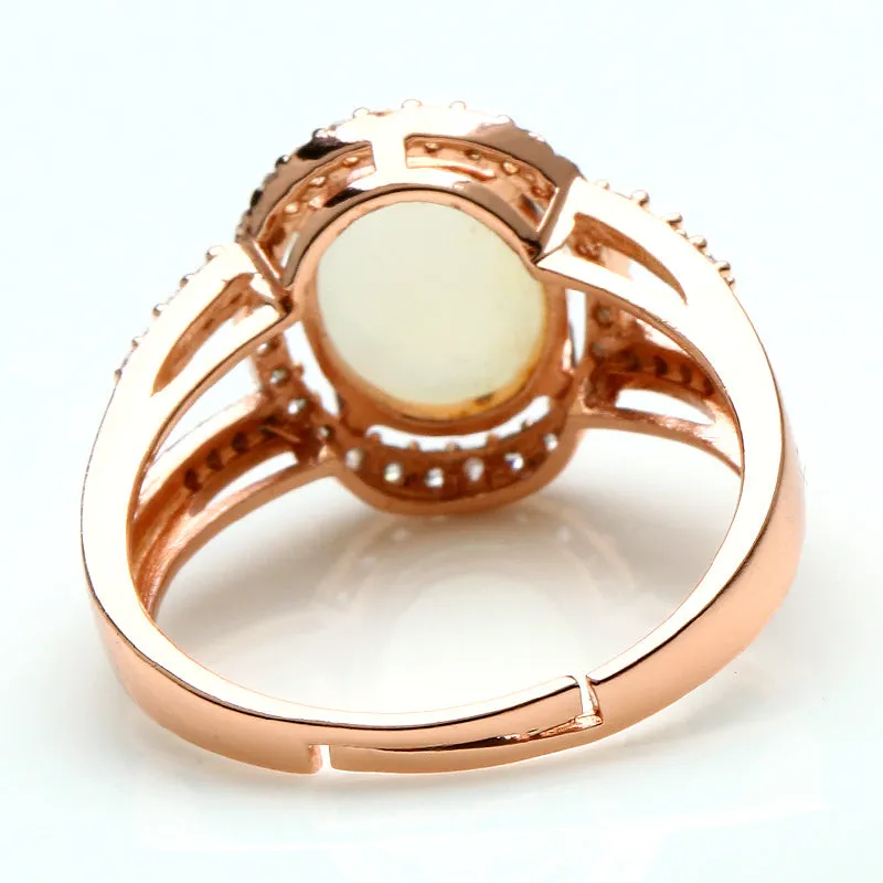 Natural Jade Ring Nephrite Silver Adjustable Ring WR15
