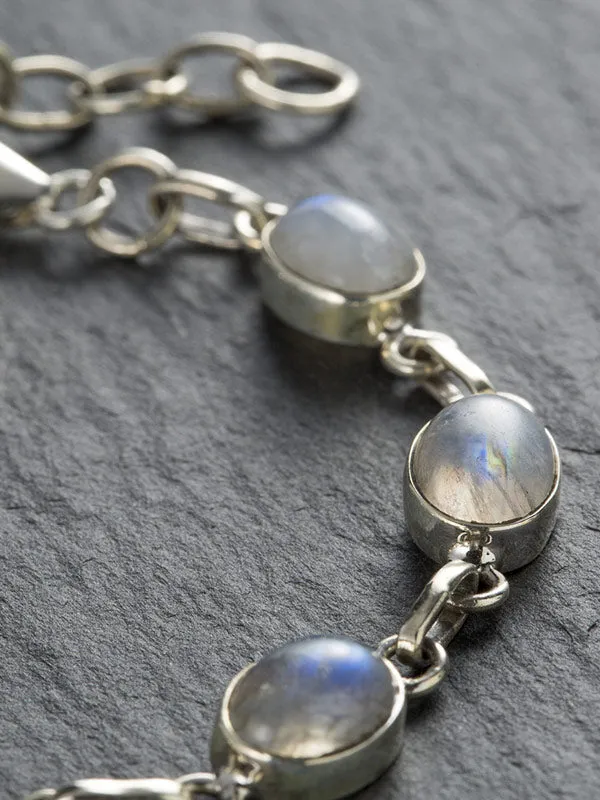 Natural Turquoise&Rainbow Moonstone Bracelet