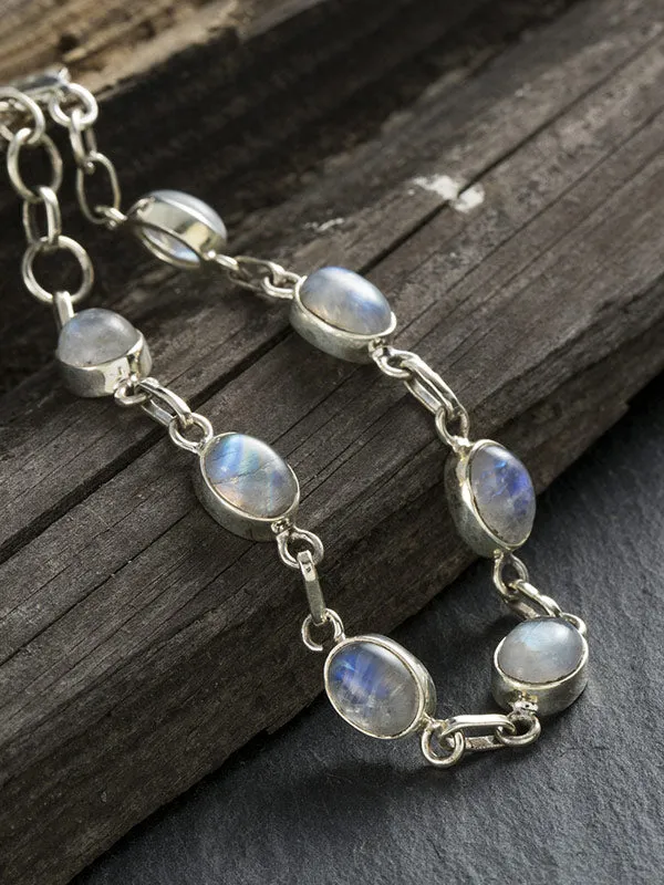 Natural Turquoise&Rainbow Moonstone Bracelet