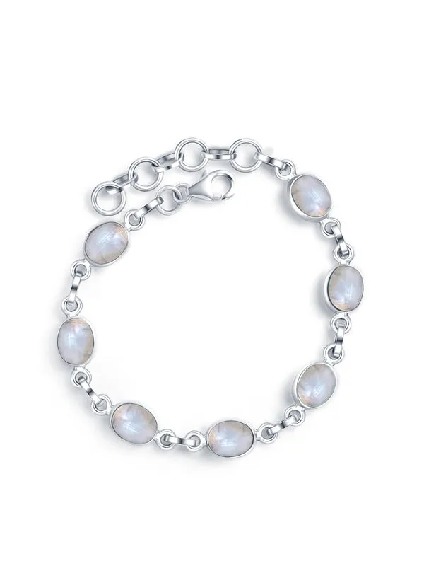 Natural Turquoise&Rainbow Moonstone Bracelet