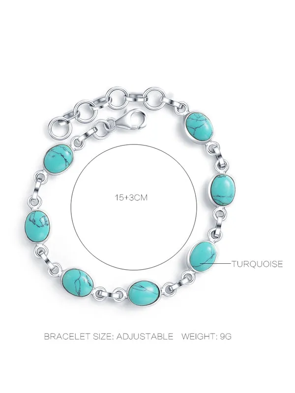 Natural Turquoise&Rainbow Moonstone Bracelet