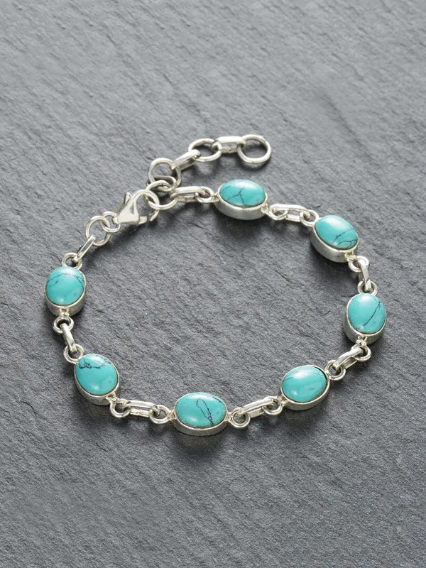 Natural Turquoise&Rainbow Moonstone Bracelet