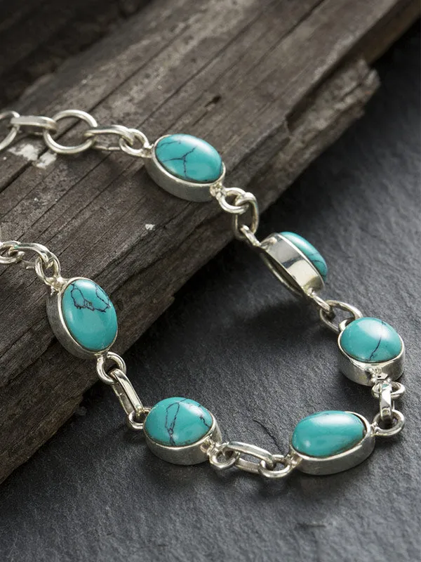 Natural Turquoise&Rainbow Moonstone Bracelet