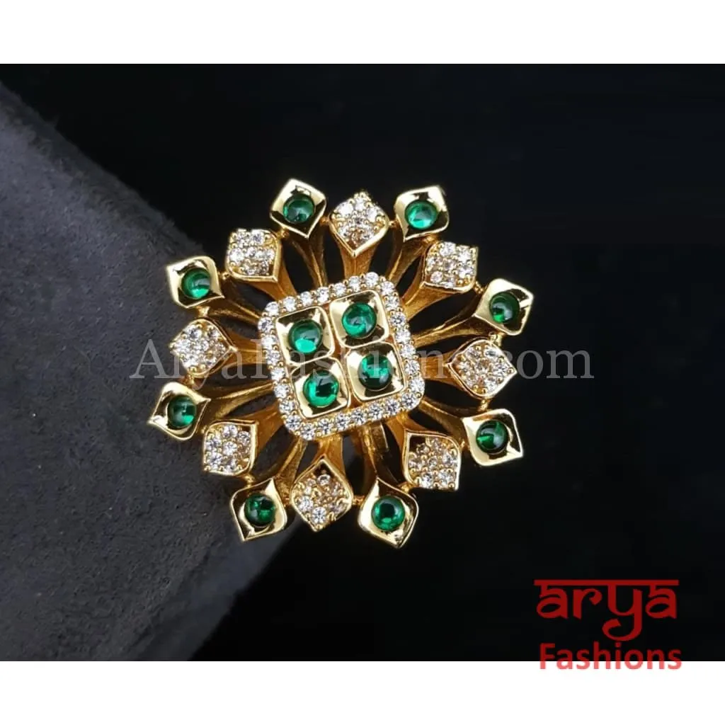 Navya CZ Kundan Jadau Bridal Statement Ring
