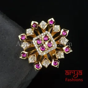 Navya CZ Kundan Jadau Bridal Statement Ring