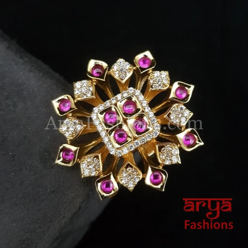 Navya CZ Kundan Jadau Bridal Statement Ring
