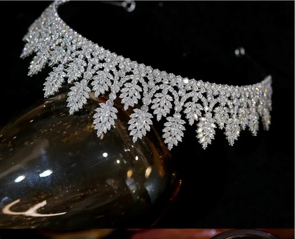 New Wedding Accessories Tiaras And Crowns For Women Bridal Hair Accessories Hair Jewelry CZ Crown Joias Feminina Coroa De Noiva FK5175423