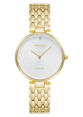 OBAKU DIAMANT-CIDER GOLD BRACELET DIAMOND PATTERN DIAL V256LXGISG