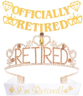 Officially Retirement Party Supplies, Retired Tiara/Crown, I'm Retired Sash, Officially
