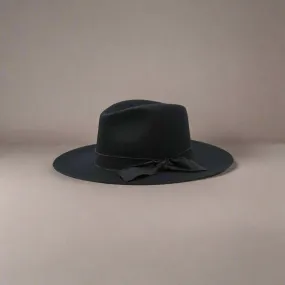 Olive & Pique - KAIA - 100% Wool Felt Rancher, Satin Lined, Unisex, Black Hat