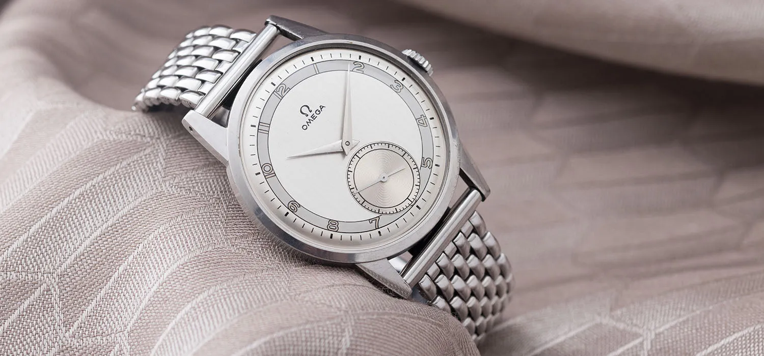 Omega 2272 2 Oversize Steel Dress Watch Two Tone Dial
