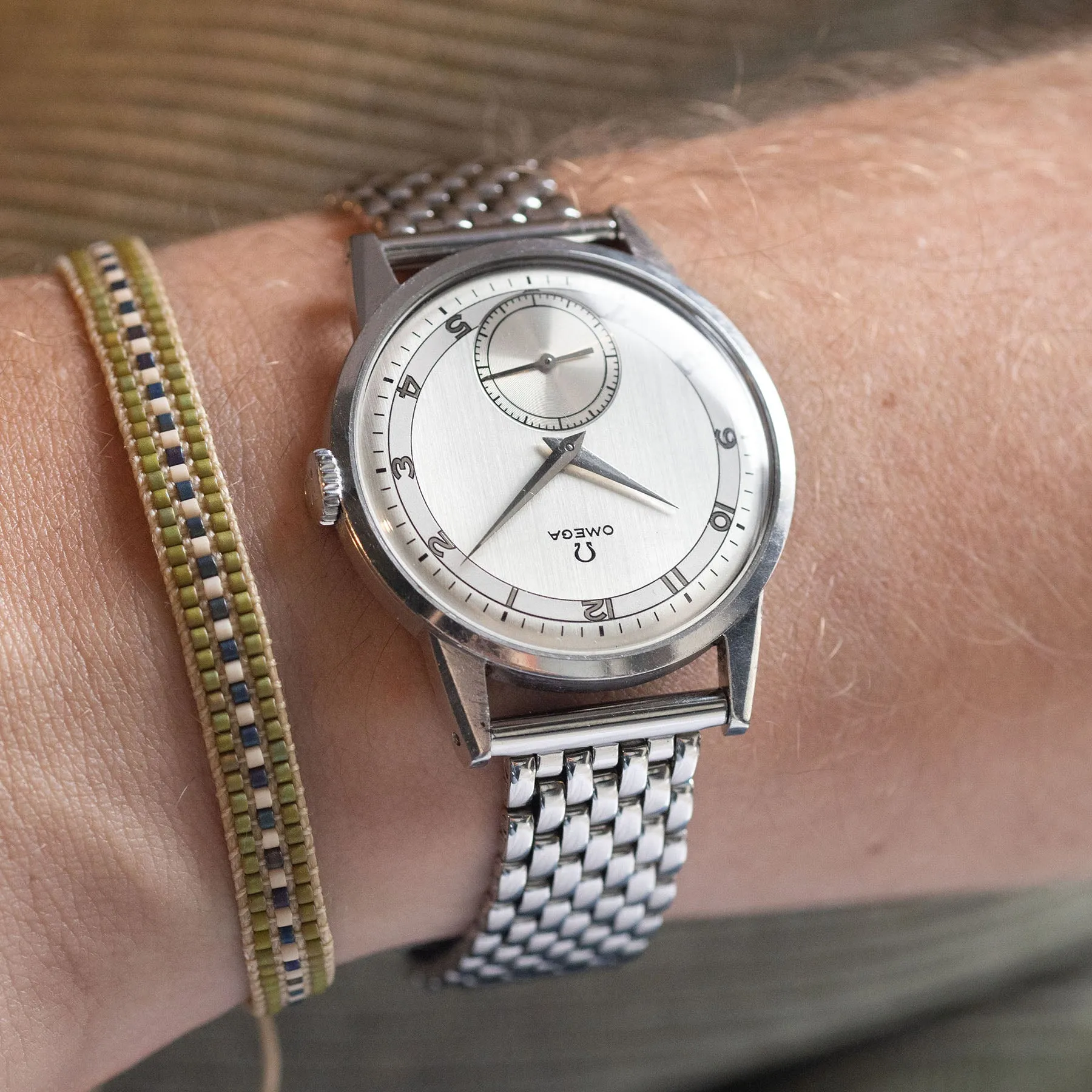 Omega 2272 2 Oversize Steel Dress Watch Two Tone Dial