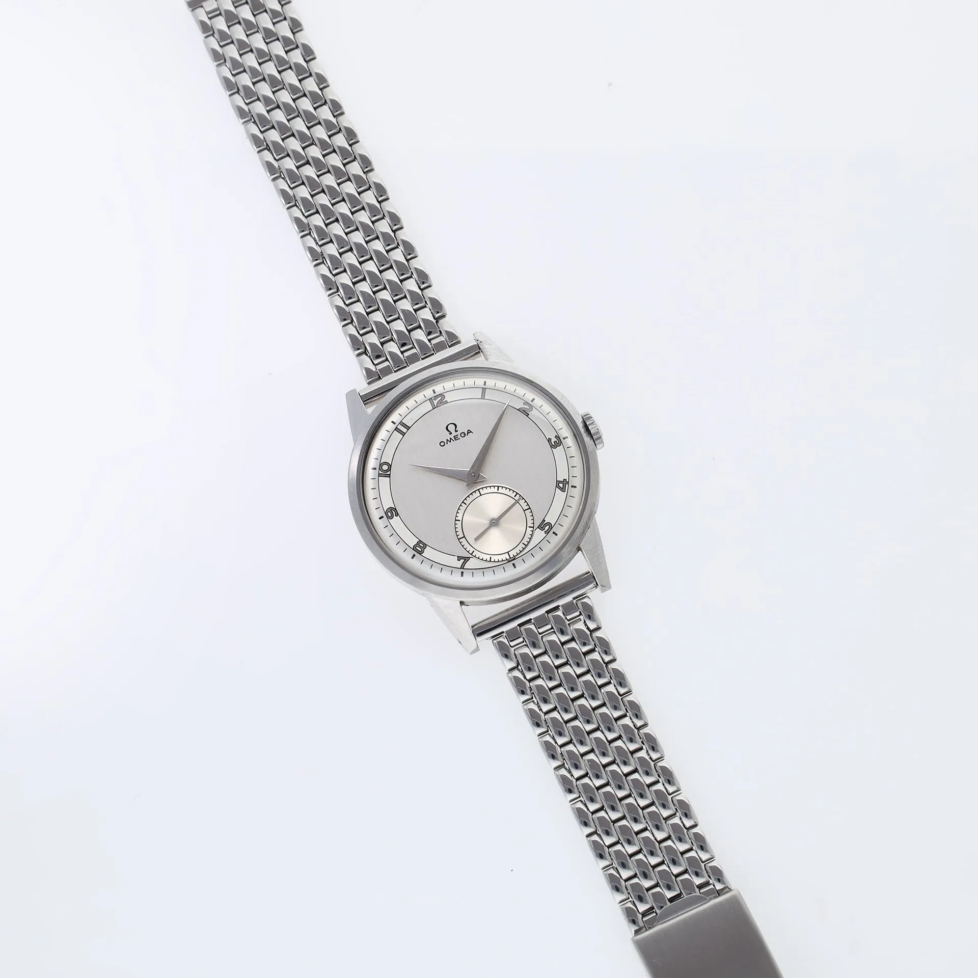 Omega 2272 2 Oversize Steel Dress Watch Two Tone Dial