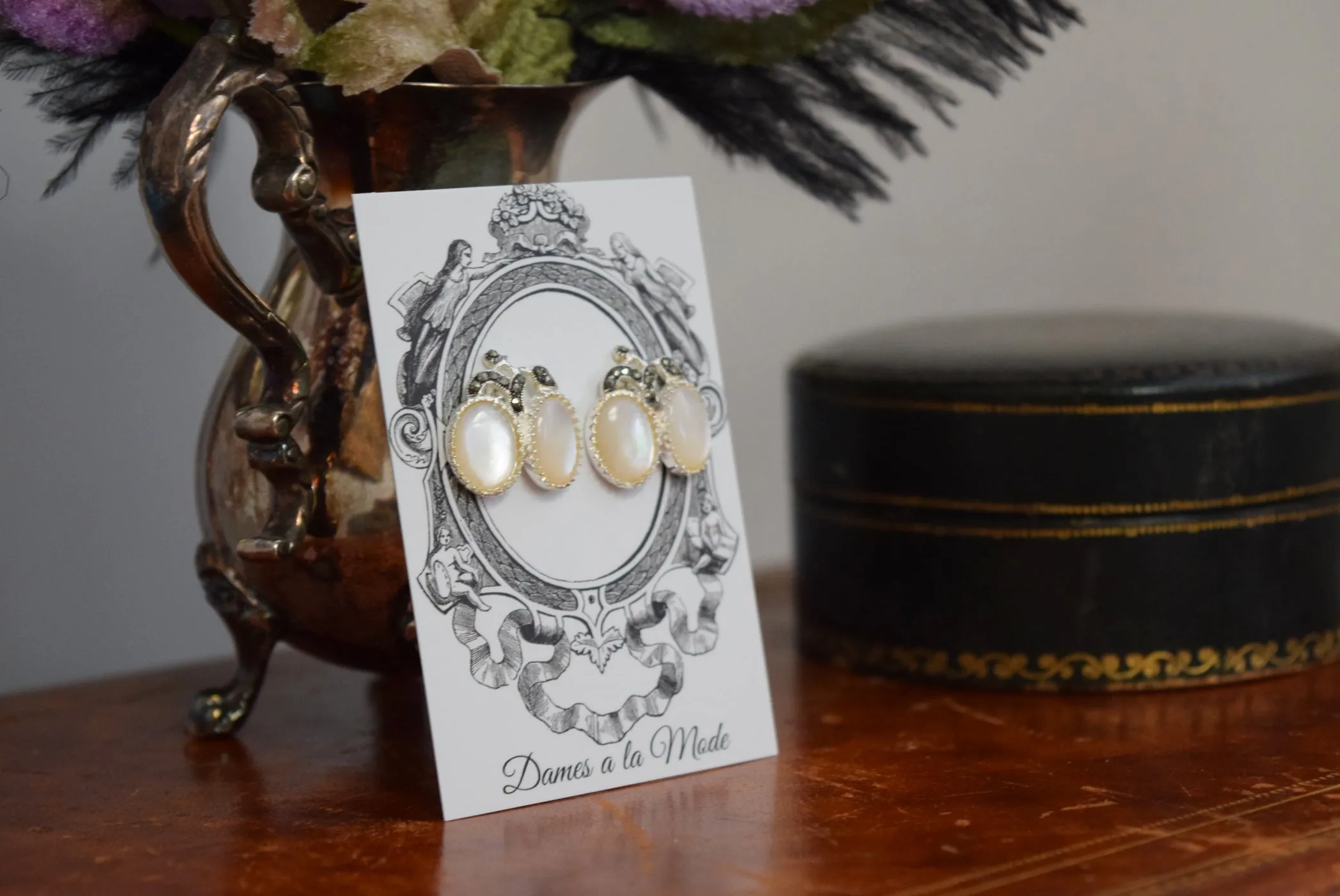 ON SALE! Pochahontas Replica Mother of Pearl Earrings  - Museum Reproductions