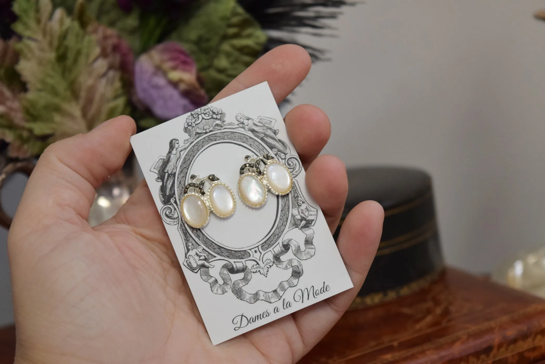ON SALE! Pochahontas Replica Mother of Pearl Earrings  - Museum Reproductions