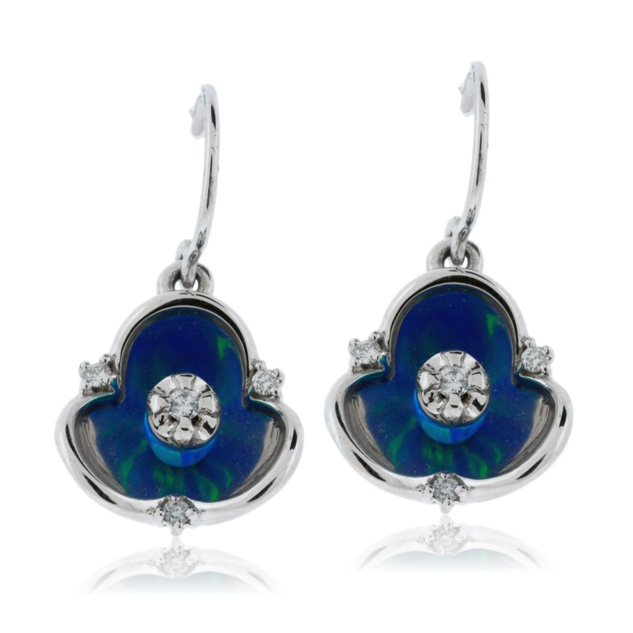 Opal and Diamond Reflective Drop Earrings