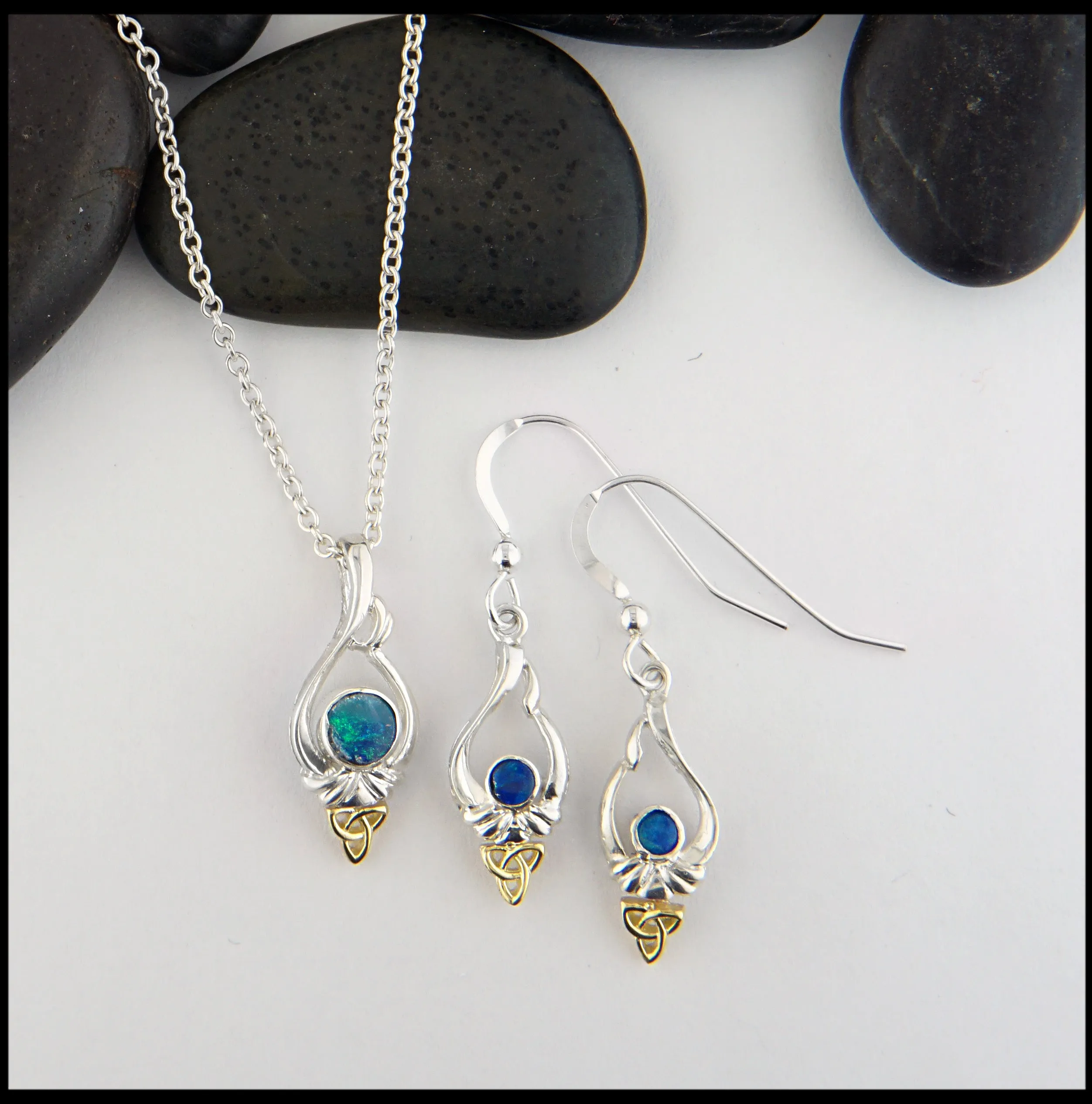 Opal Doublet Set with Trinity Twist