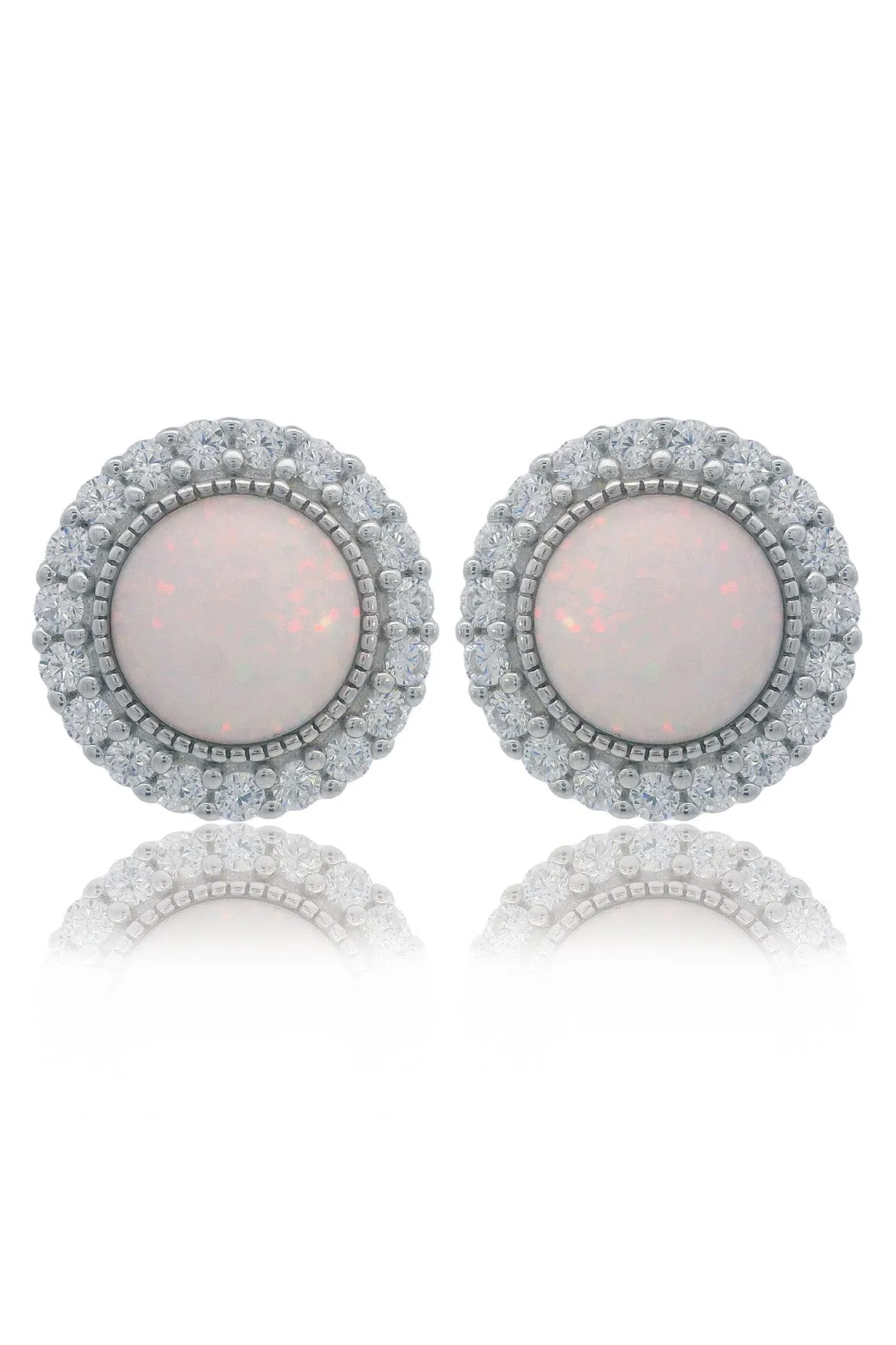 OPAL GLOW MARRINAWI WHITE CREATED OPAL EARRINGS SILVER