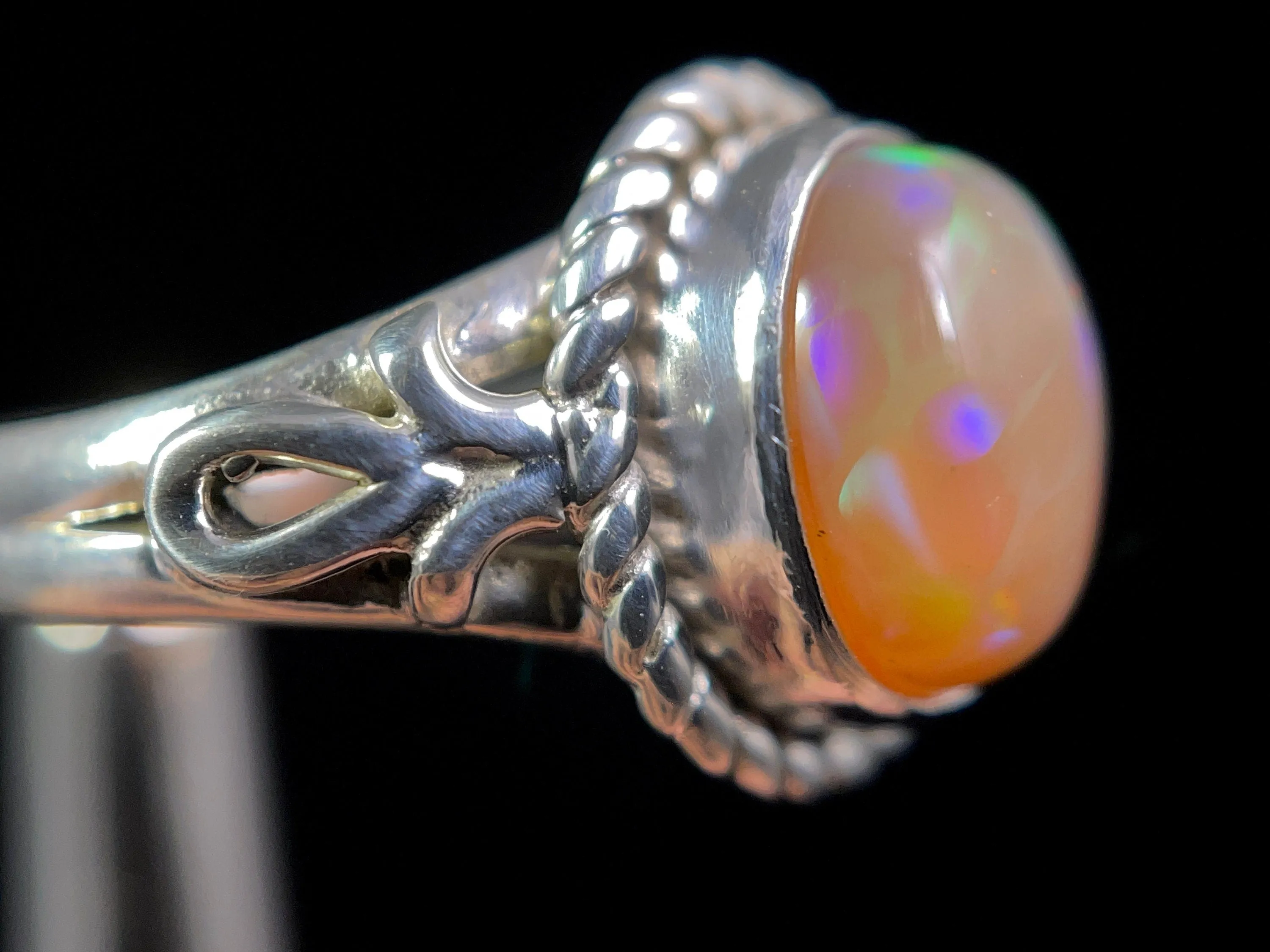 OPAL RING - Sterling Silver, Size 7 - Ethiopian Opal Rings for Women, Bridal Jewelry, Welo Opal, 49208