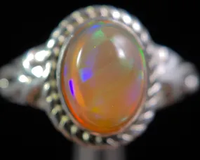 OPAL RING - Sterling Silver, Size 7 - Ethiopian Opal Rings for Women, Bridal Jewelry, Welo Opal, 49208