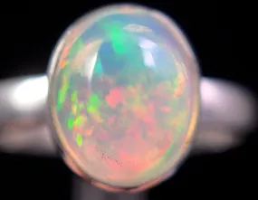 OPAL RING - Sterling Silver, Size 7.5 - Dainty Opal Ring, Opal Jewelry, Welo Opal, 49273