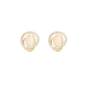 Opal Stone Silver Studs Earrings for Women