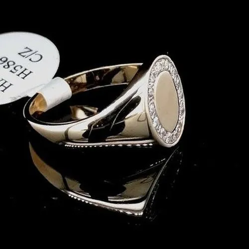 Oval CZ 9ct Gold Signet Ring