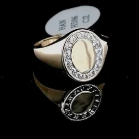 Oval CZ 9ct Gold Signet Ring