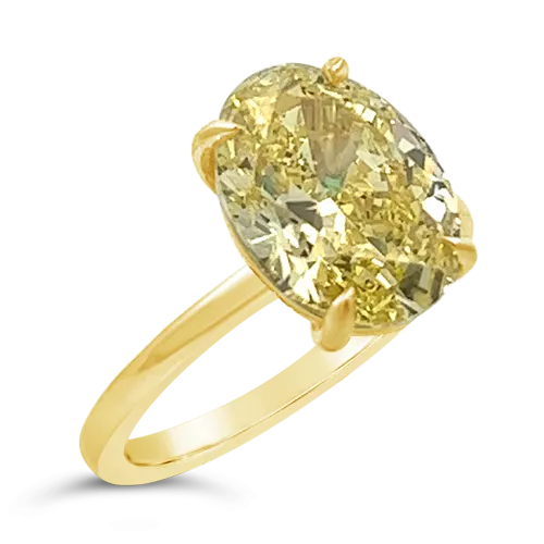 Oval Fancy Intense Yellow Diamond Ring