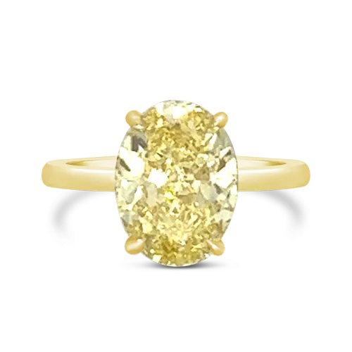 Oval Fancy Intense Yellow Diamond Ring