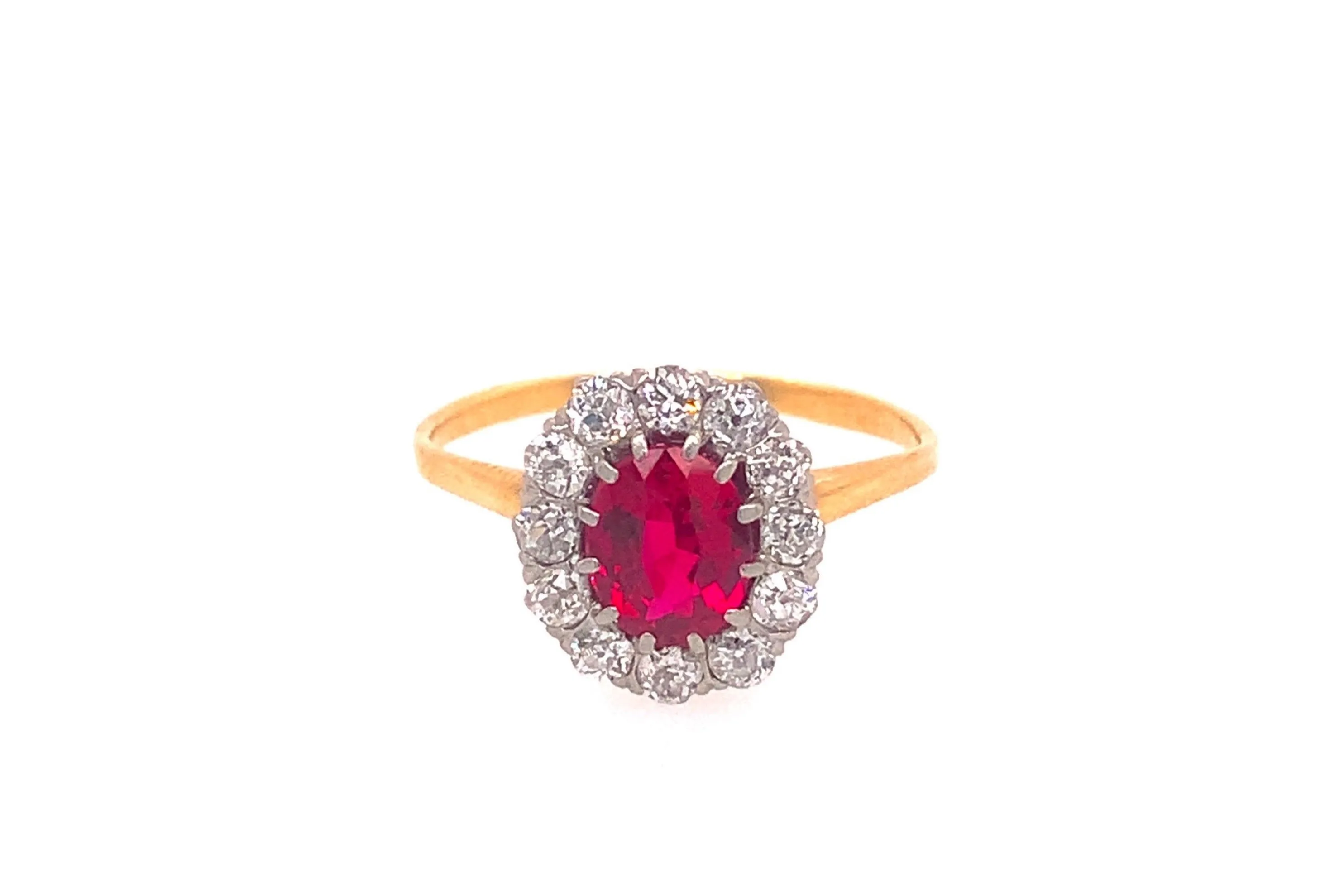 Oval Ruby & Diamond Halo Ring