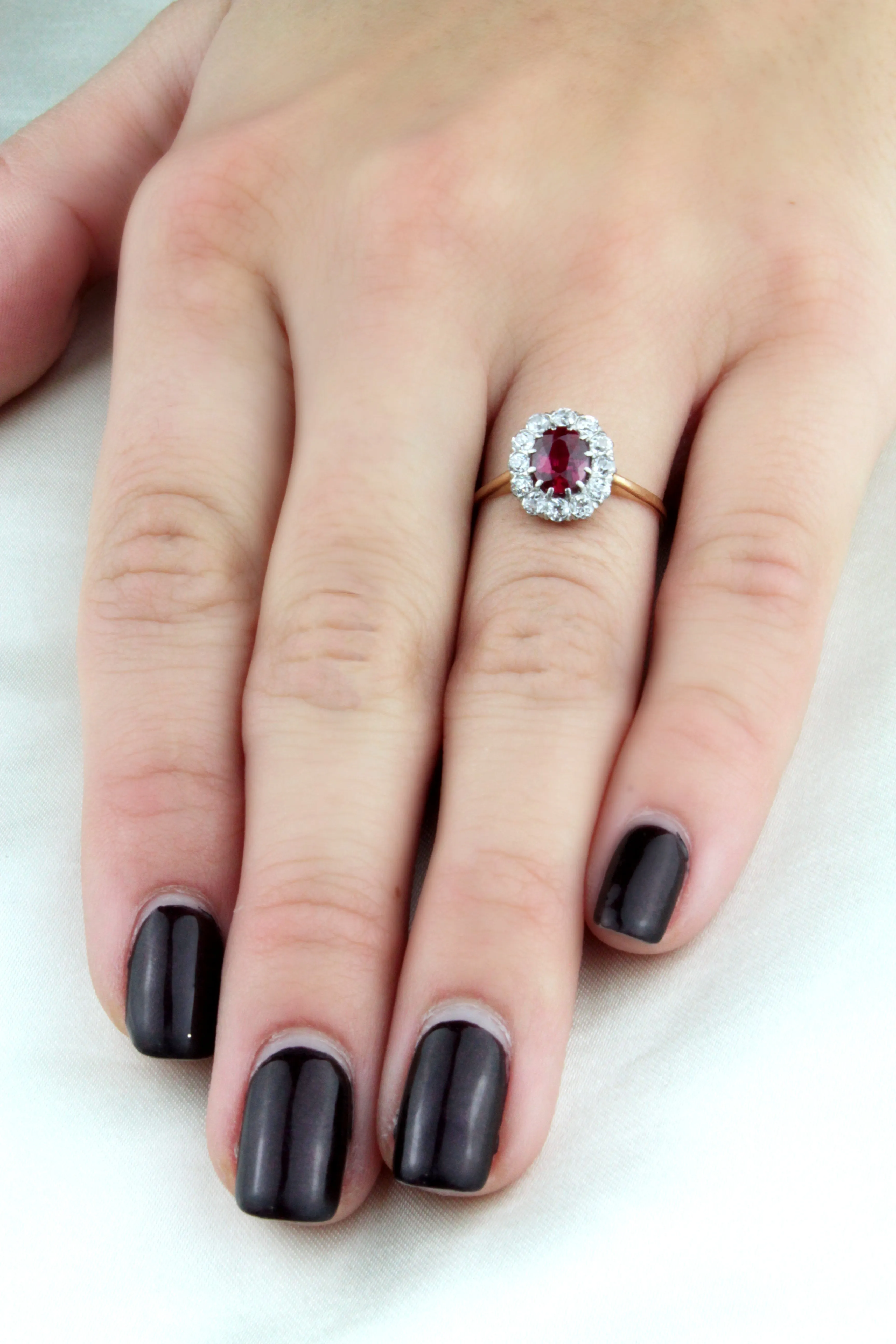 Oval Ruby & Diamond Halo Ring