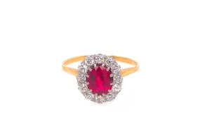 Oval Ruby & Diamond Halo Ring