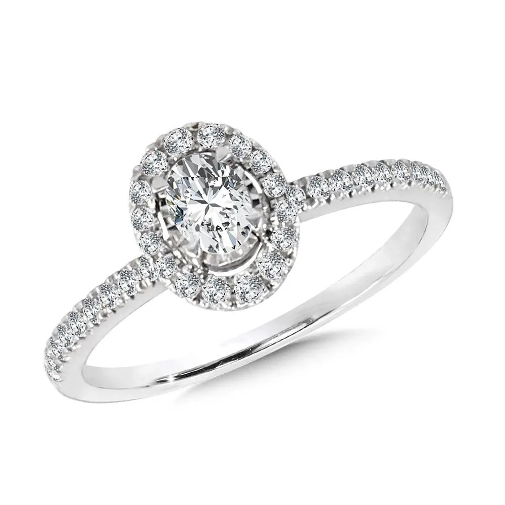 OVAL-SHAPED DIAMOND STAR HALO ENGAGEMENT RING