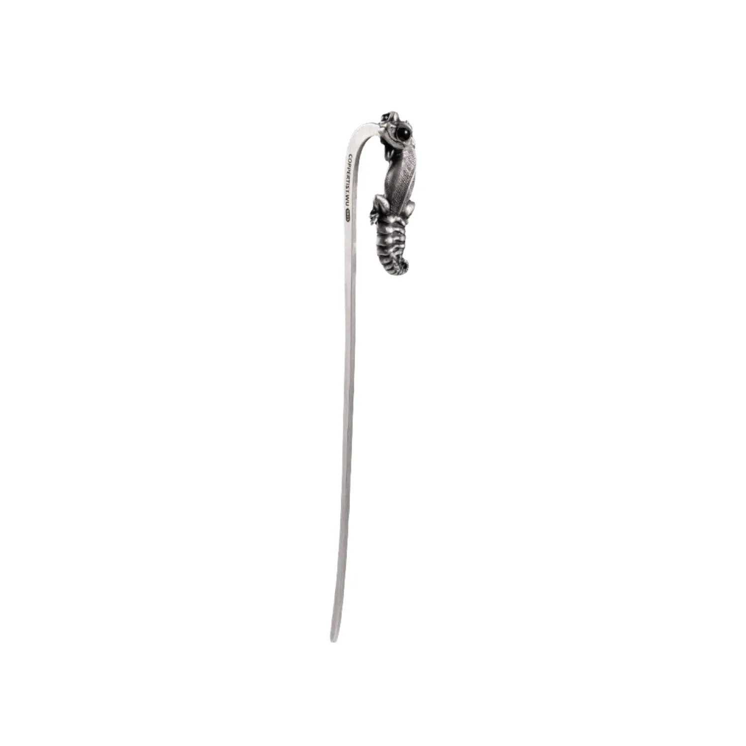 Oxidized Silver Knob Tail Gecko Bookmark & Hairpin