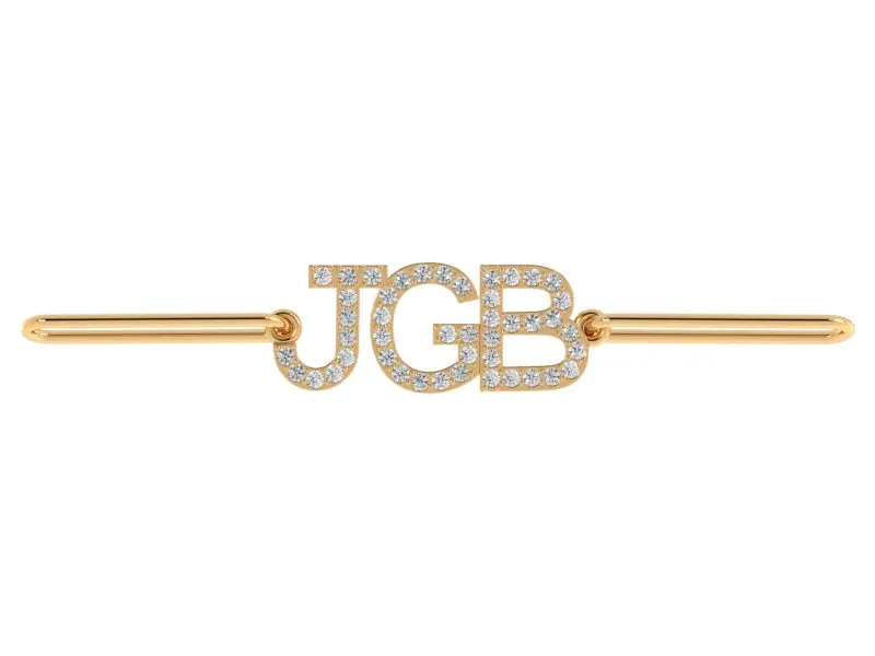 Paperclip Bracelet with Diamond Initials