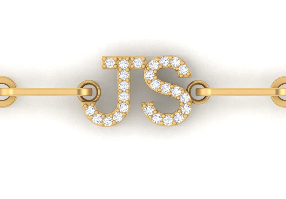 Paperclip Bracelet with Diamond Initials