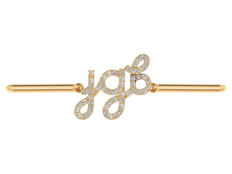 Paperclip Bracelet with Diamond Initials