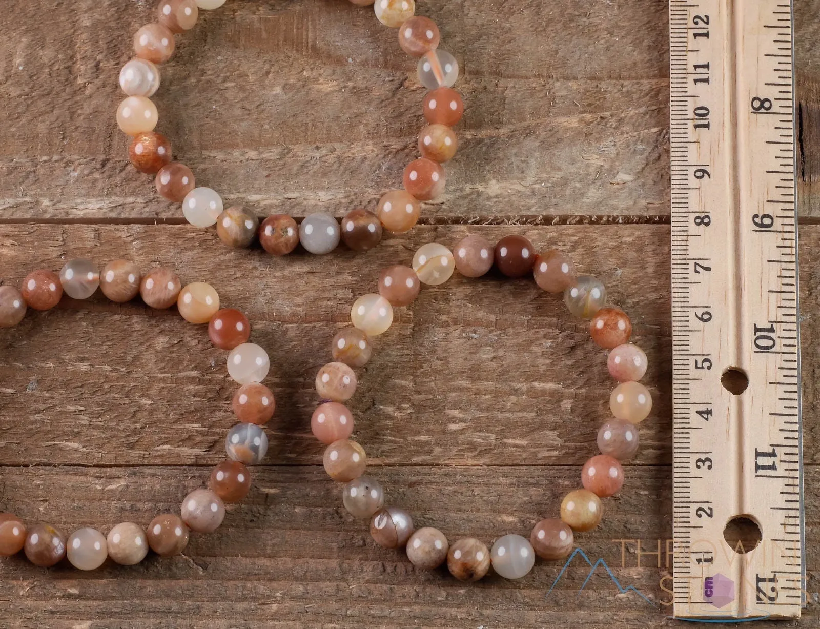 Peach MOONSTONE Crystal Bracelet - Round Beads - Beaded Bracelet, Handmade Jewelry, Healing Crystal Bracelet, E0587