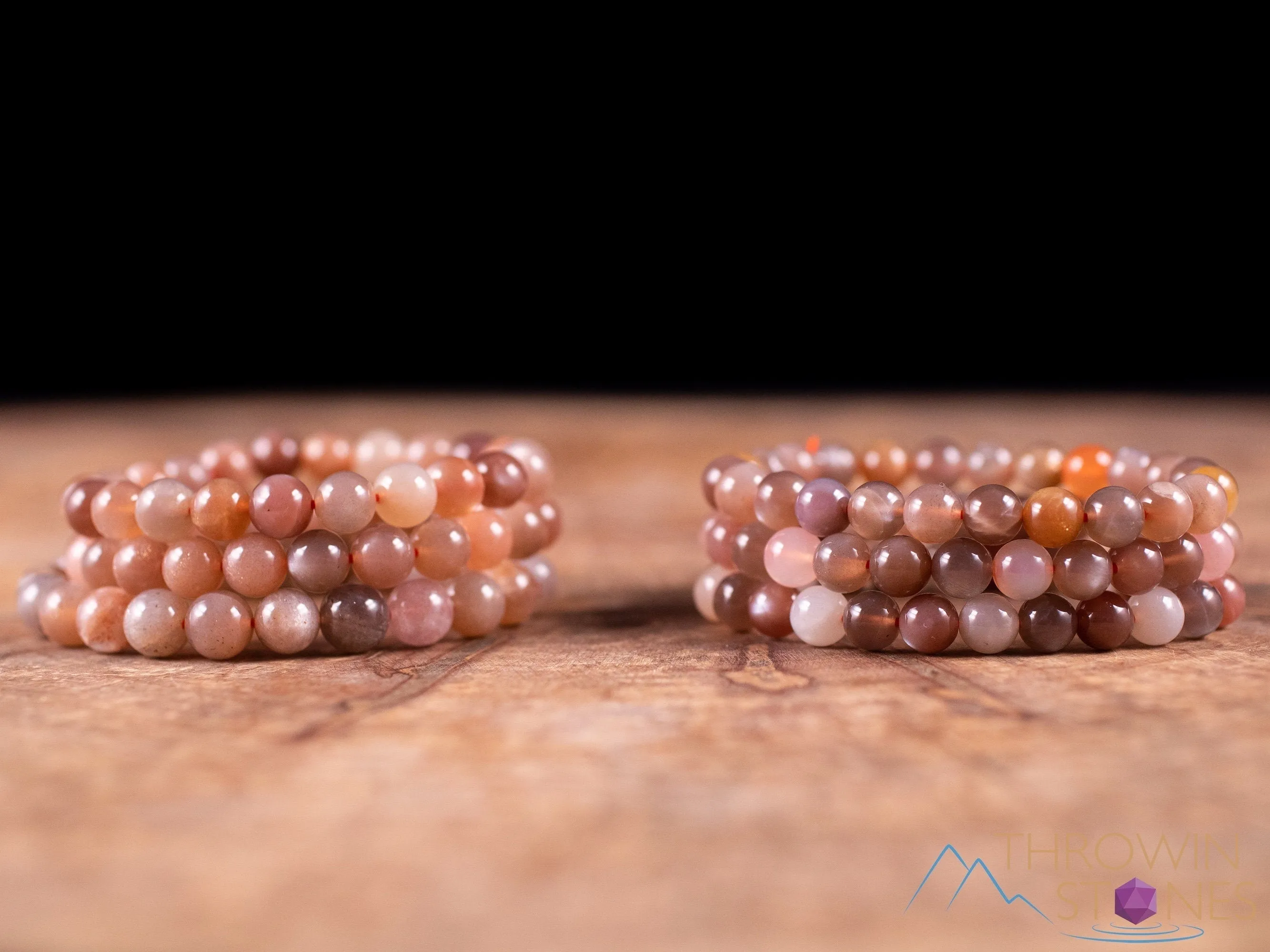 Peach MOONSTONE Crystal Bracelet - Round Beads - Beaded Bracelet, Handmade Jewelry, Healing Crystal Bracelet, E0587