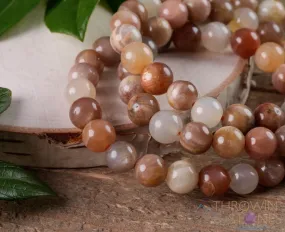 Peach MOONSTONE Crystal Bracelet - Round Beads - Beaded Bracelet, Handmade Jewelry, Healing Crystal Bracelet, E0587