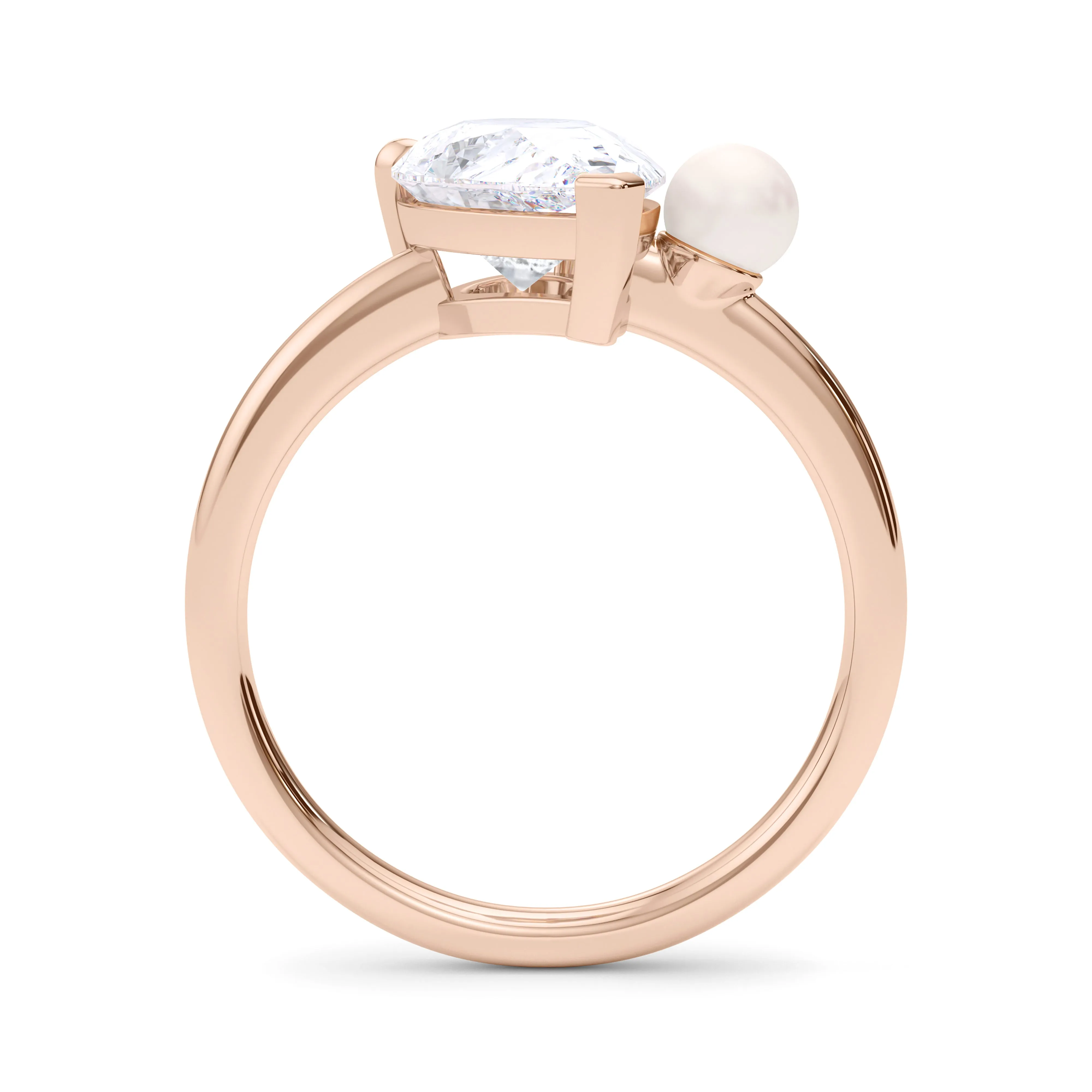 Pear Cut Diamond And Pearl Ring