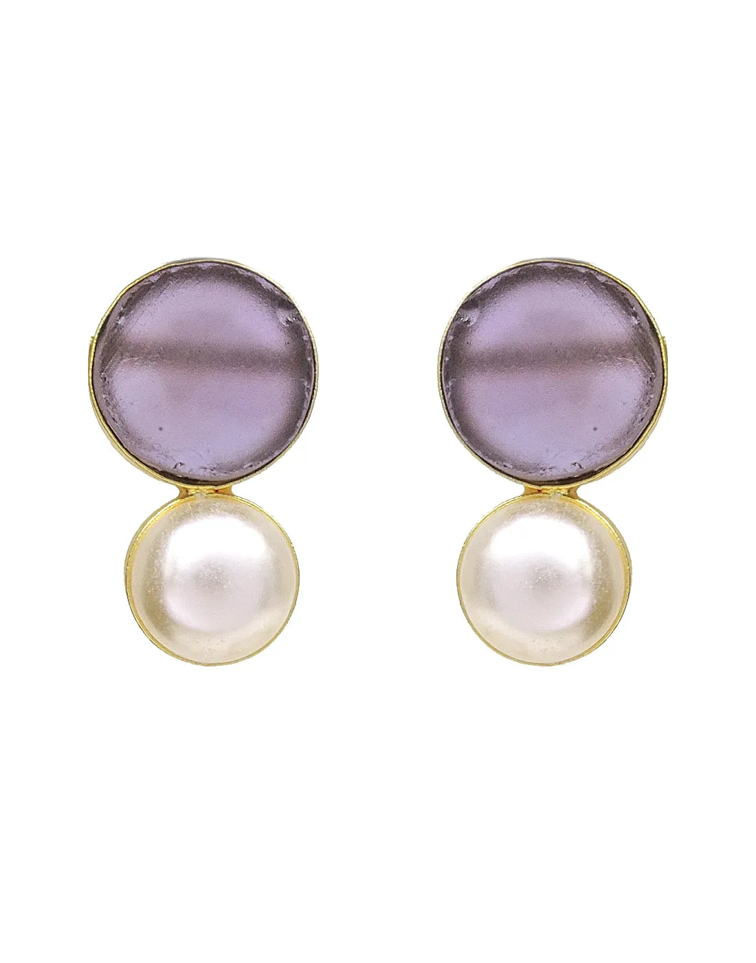 Pearl & Stone Earrings (Amethyst)