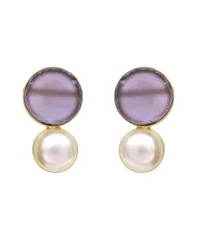 Pearl & Stone Earrings (Amethyst)